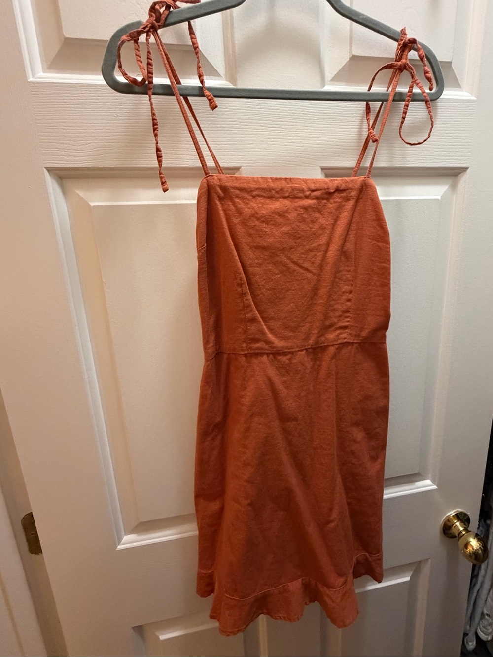 Abercrombie & Fitch Rust Tie-Shoulder Midi Dress